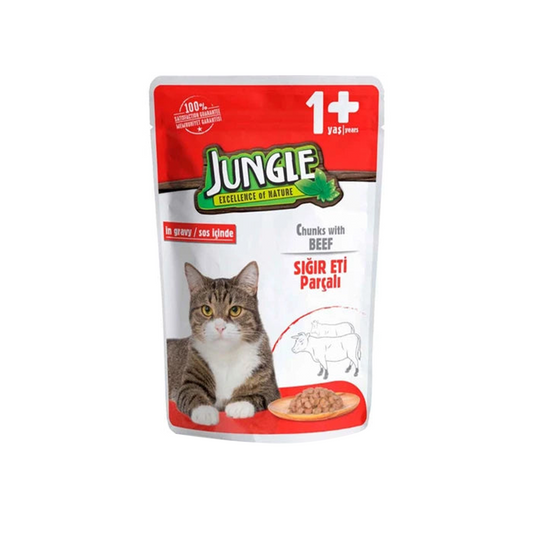 6 Pcs Jungle Cat Fresh Food with Steak and Gel 100 Gr