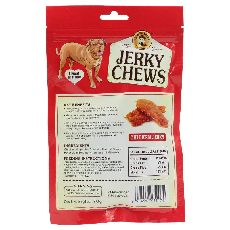 Charlie Jerky Chews Stick - Chicken Jerky Flavor Premium Dog Treats (70g)