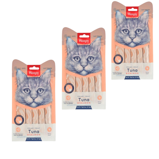 3 Packs WANPY LICKABLE TREAT  FOR CAT 14g * 5 pcs