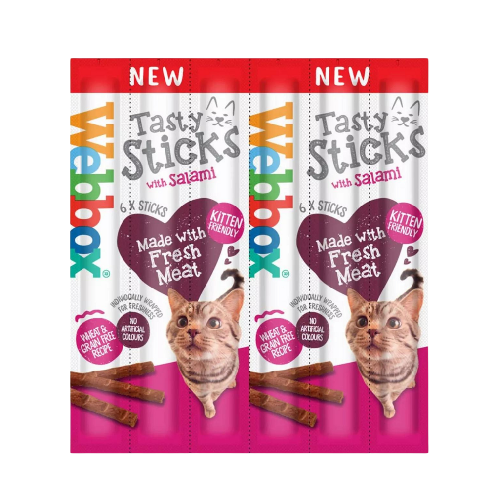 WEBBOX CAT TASTY STICKS WITH SALAMI  6 STICKS 30G