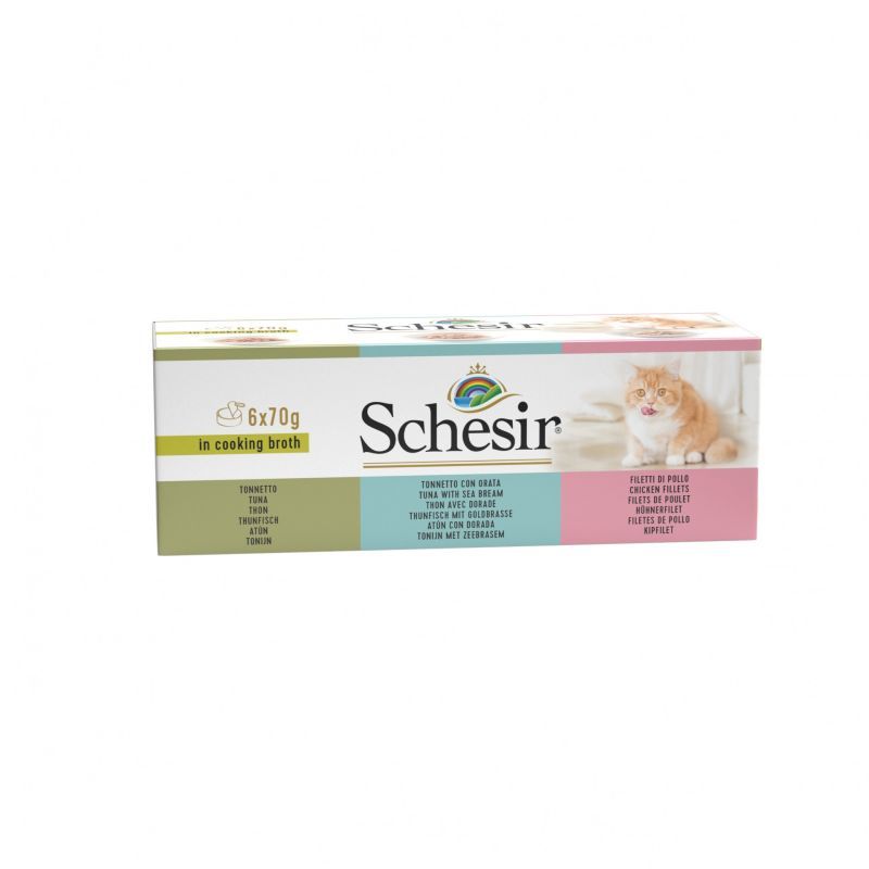 Schesir Cat Multipack can 6×70g in broth